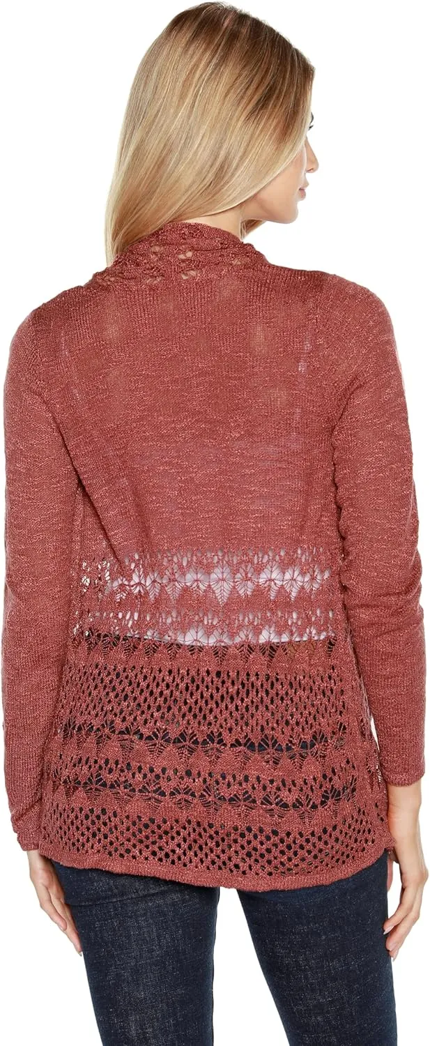 Womens Fashion Crochet Cardigan Long Sleeve Knit Cardigan Sweater