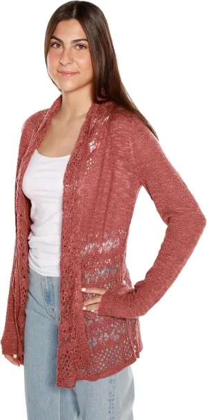 Womens Fashion Crochet Cardigan Long Sleeve Knit Cardigan Sweater