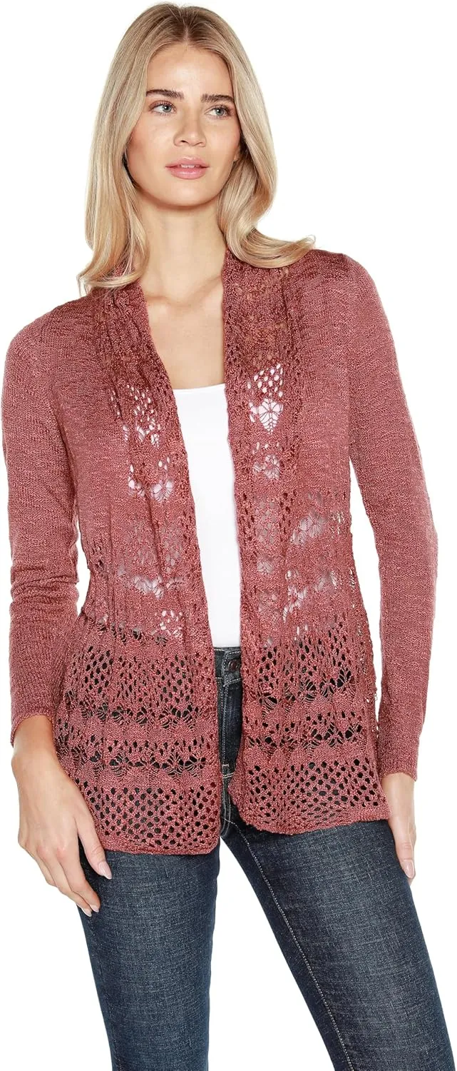 Womens Fashion Crochet Cardigan Long Sleeve Knit Cardigan Sweater