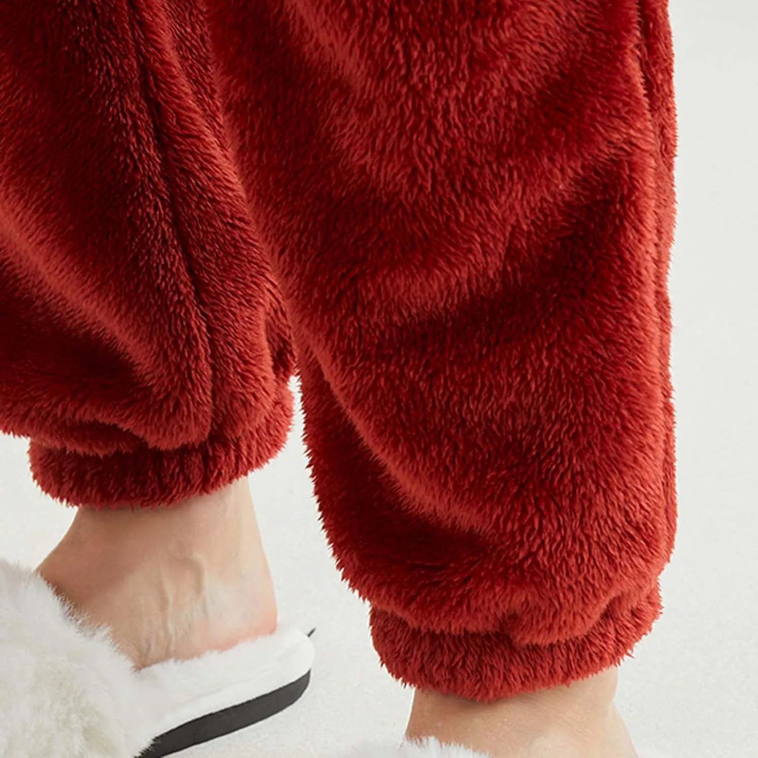 Womens Flannel Pajamas Sets Shawl Collar Long Sleeve Button Up Night Shirt Jogger Pants Fleece Lounge Set with Pocket