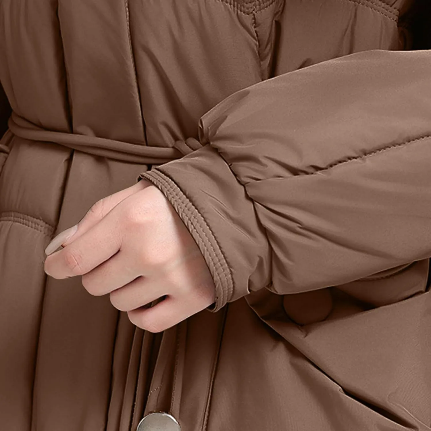 Women's Hooded Warm Winter Coat Heavyweight Long Length Hooded Warm Puffer Jacket Thickened Down Alternative Jacket