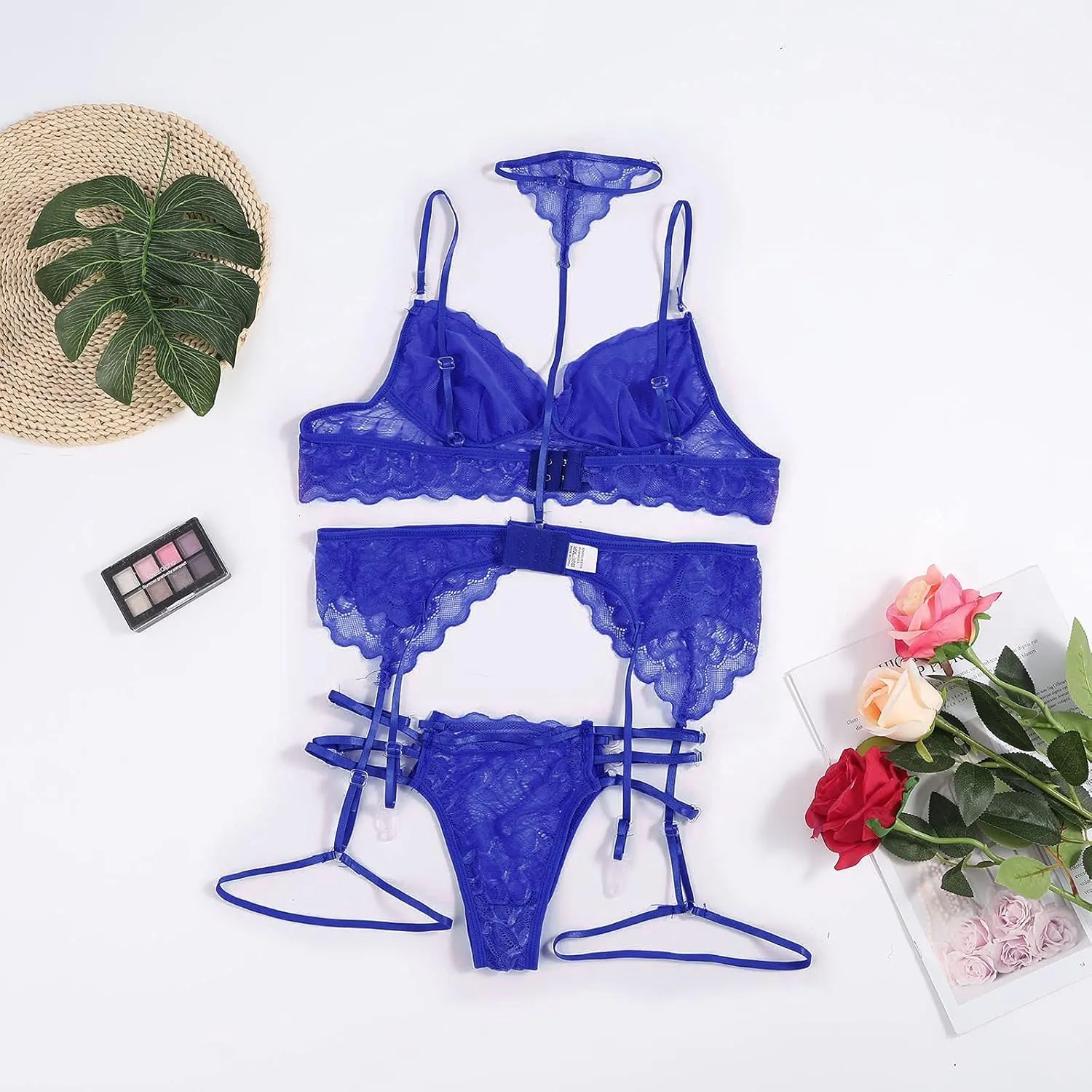 Women's Lingerie Set For Women Sexy Lace Halter Bralette High Waist Panty Set