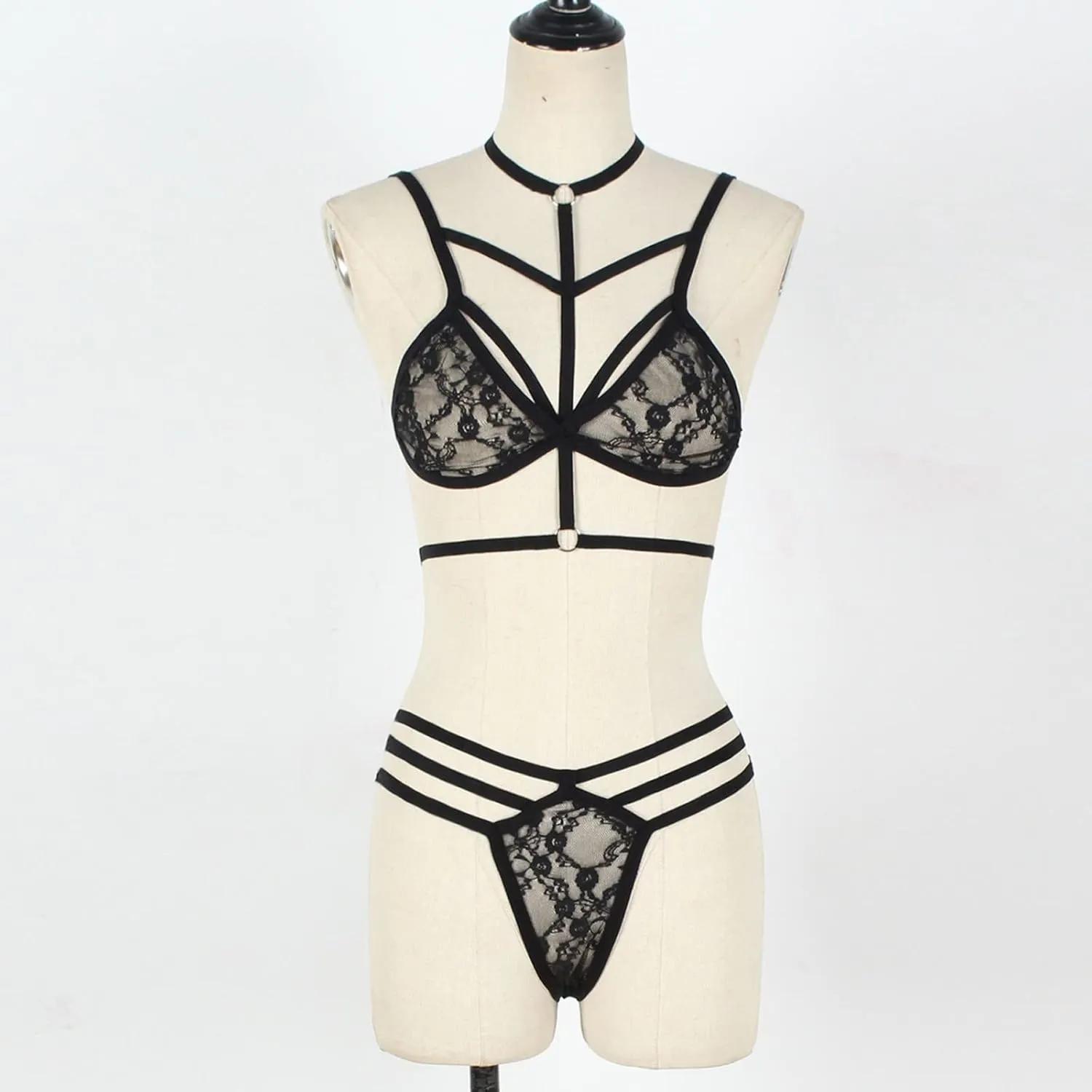 Womens Lingerie Set Lace Bralette and Panty Set Strappy Lace Lingerie Lingerie for Women