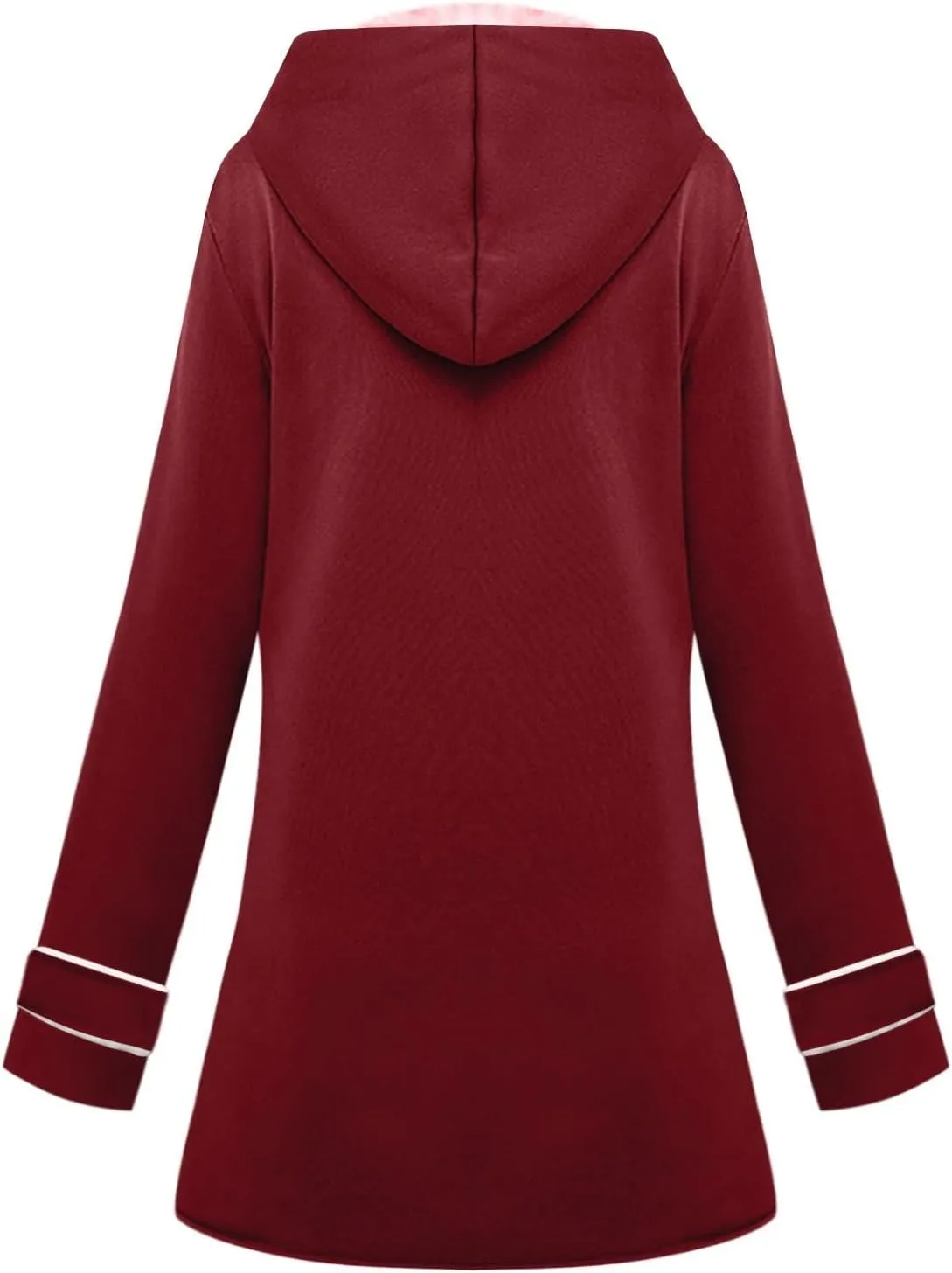 Women's Long Sleeve Winter Coat Warm Shaggy Down Hooded Button Down Coat Jacket