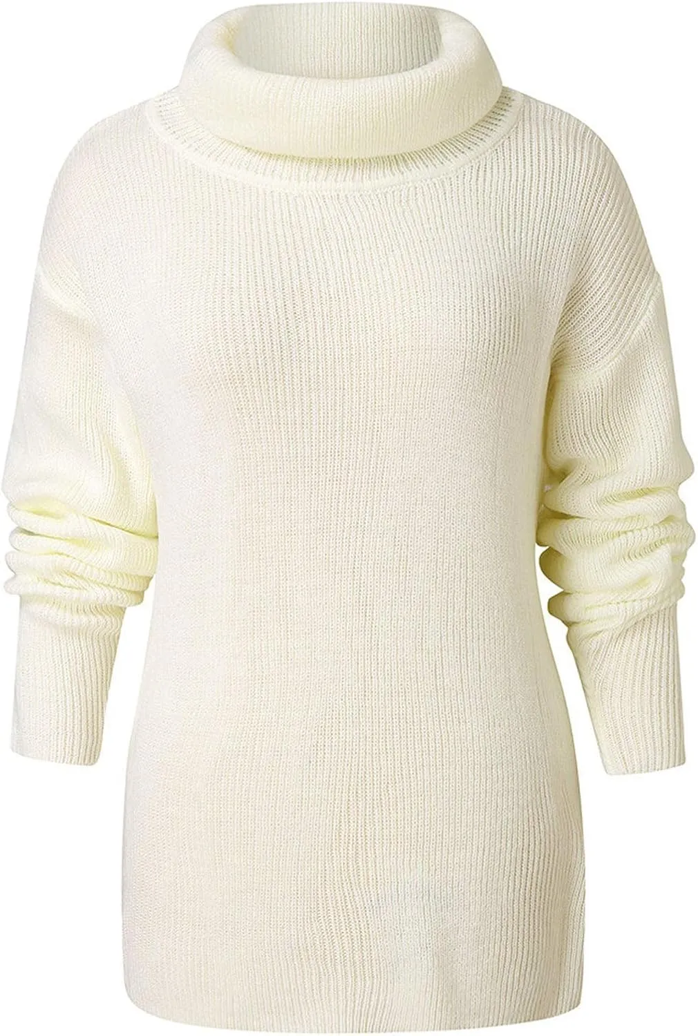 Women's Oversized Turtleneck Long Sleeve Casual Pullover Solid Color Cute Knit Sweater Casual Winter Pullover Jumper