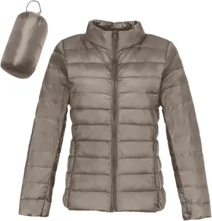 Womens Packable Puffer Jacket Down Puffy Coat with Hood Zip Lightweight Warm Bubble Jackets Short Winter Warm Jackets