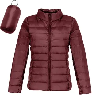 Womens Packable Puffer Jacket Down Puffy Coat with Hood Zip Lightweight Warm Bubble Jackets Short Winter Warm Jackets