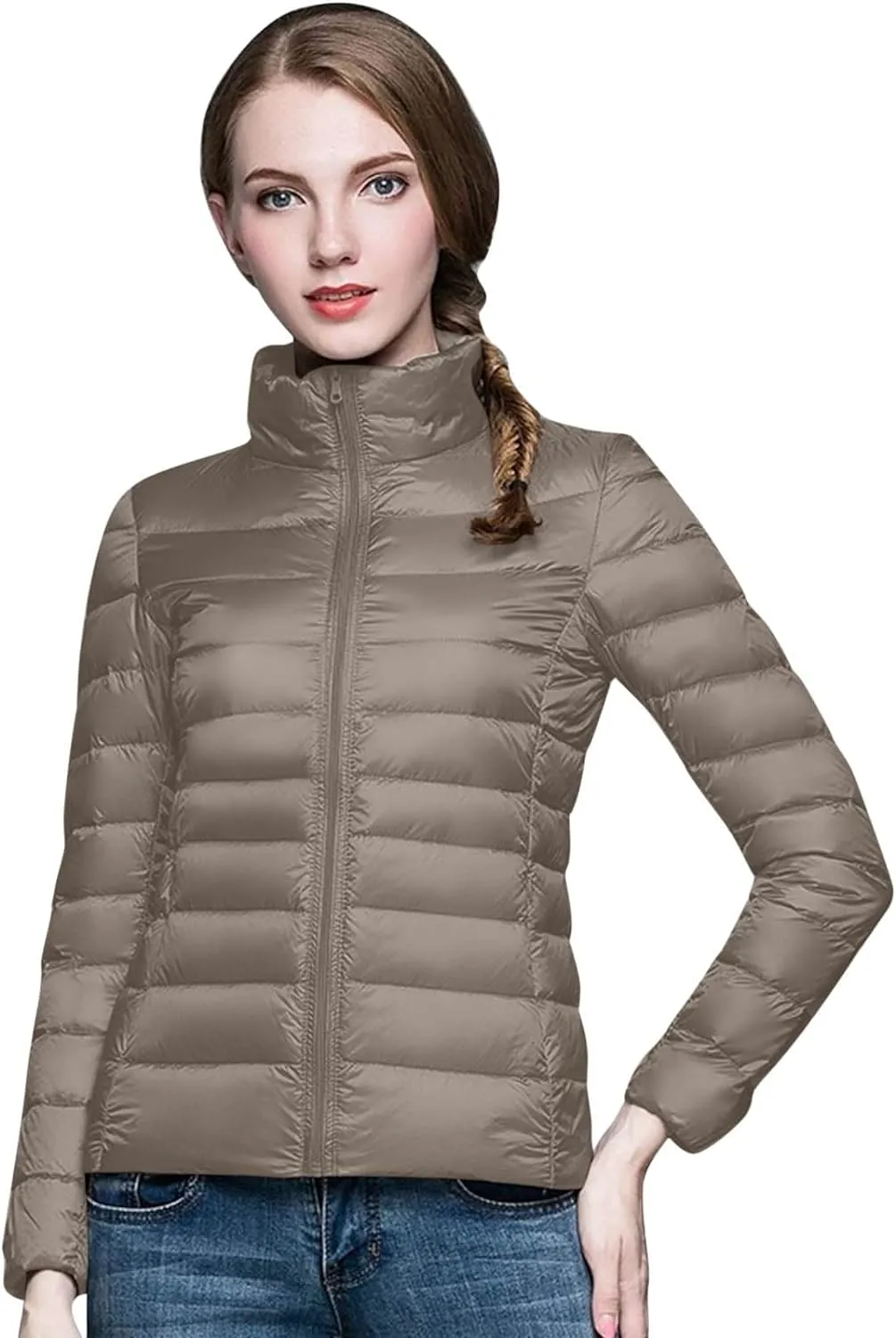 Womens Packable Puffer Jacket Down Puffy Coat with Hood Zip Lightweight Warm Bubble Jackets Short Winter Warm Jackets