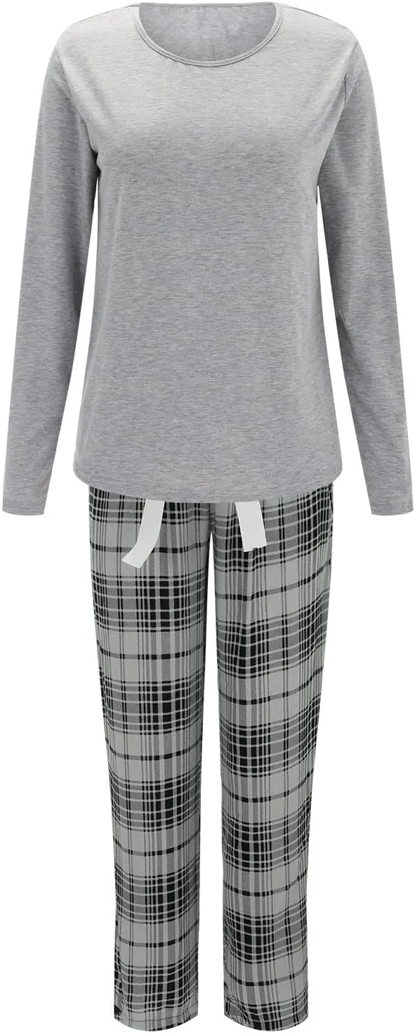 Womens Pajama Sets Soft Sleepwear Button Up Sleepwear Soft Lightweight Comfy 2 Piece Pj Outfit Fall Sleepwear