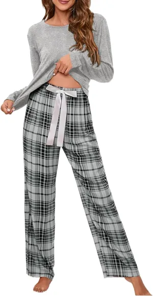 Womens Pajama Sets Soft Sleepwear Button Up Sleepwear Soft Lightweight Comfy 2 Piece Pj Outfit Fall Sleepwear