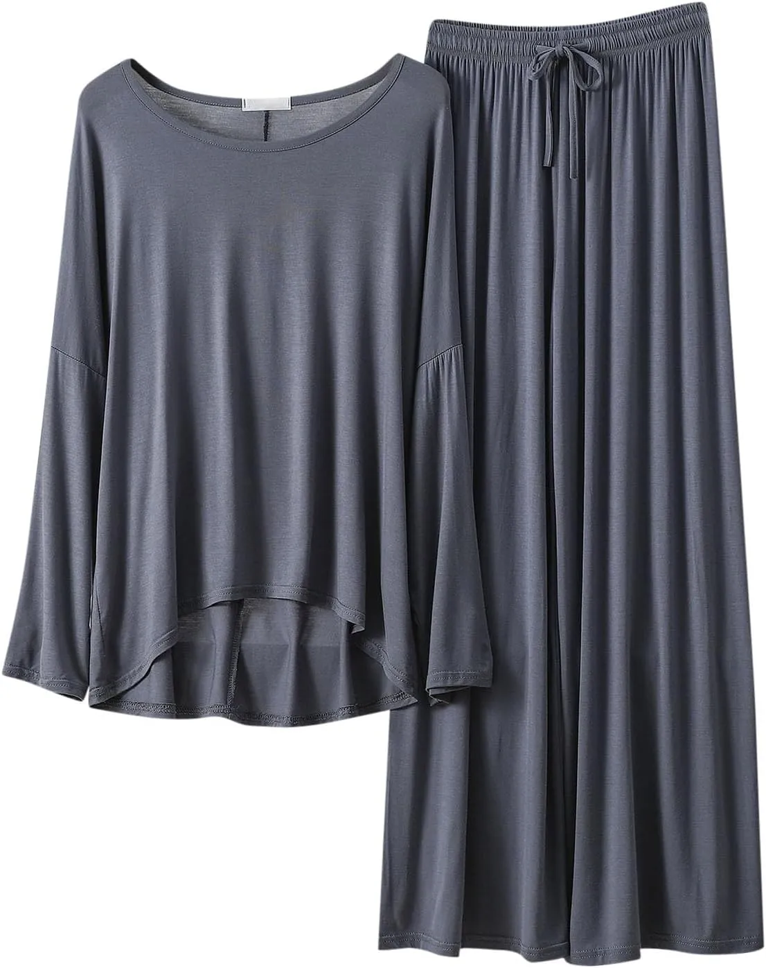 Womens Pajama Sets,Long Sleeve Top and Long Pants Soft Comfy Fleece Lined Sherpa Lined Sleepwear Pjs Silk Lounge Outfits Gray