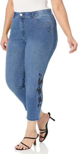 Women's Plus Size Jean Lyric Emb Crop