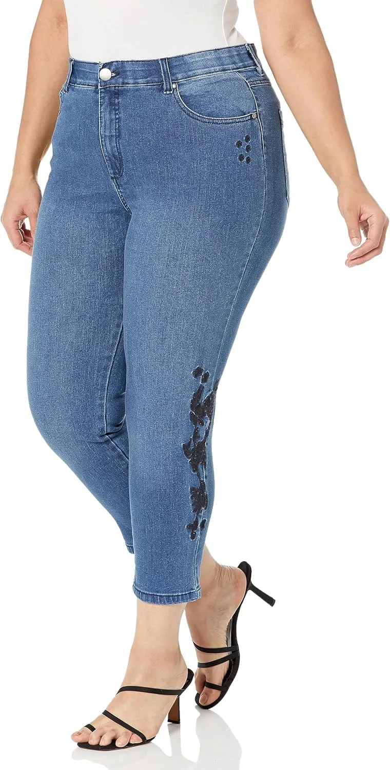 Women's Plus Size Jean Lyric Emb Crop