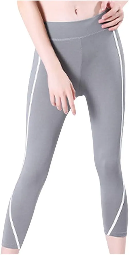 Womens Seamless High Waist Tummy Control Leggings Butt Lift Yoga Pants Workout Tights Compression Leggings (Gray, L)