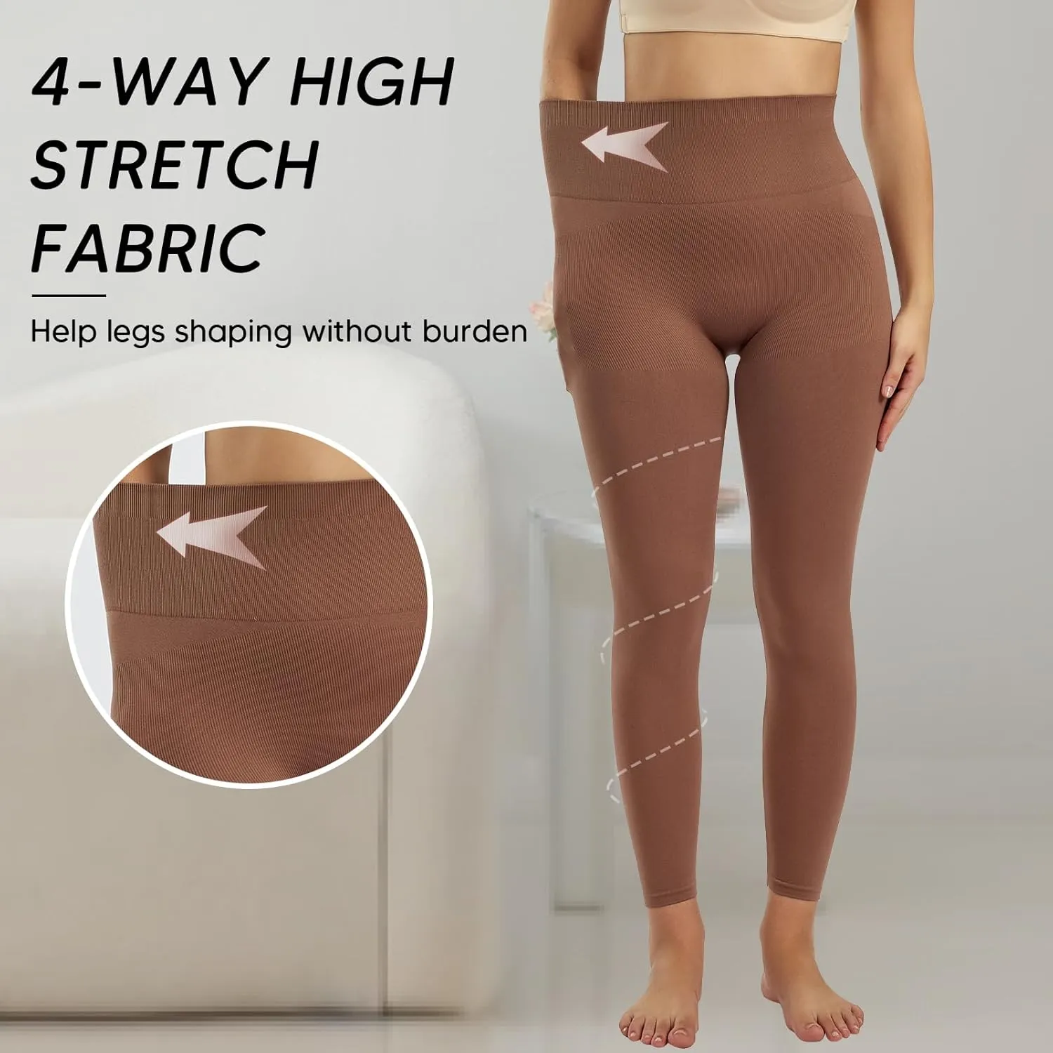 Women's Shapewear Leggings, High Waist Compression Pants, Footless Tights, Tummy Control, Butt Lift Body Shaper