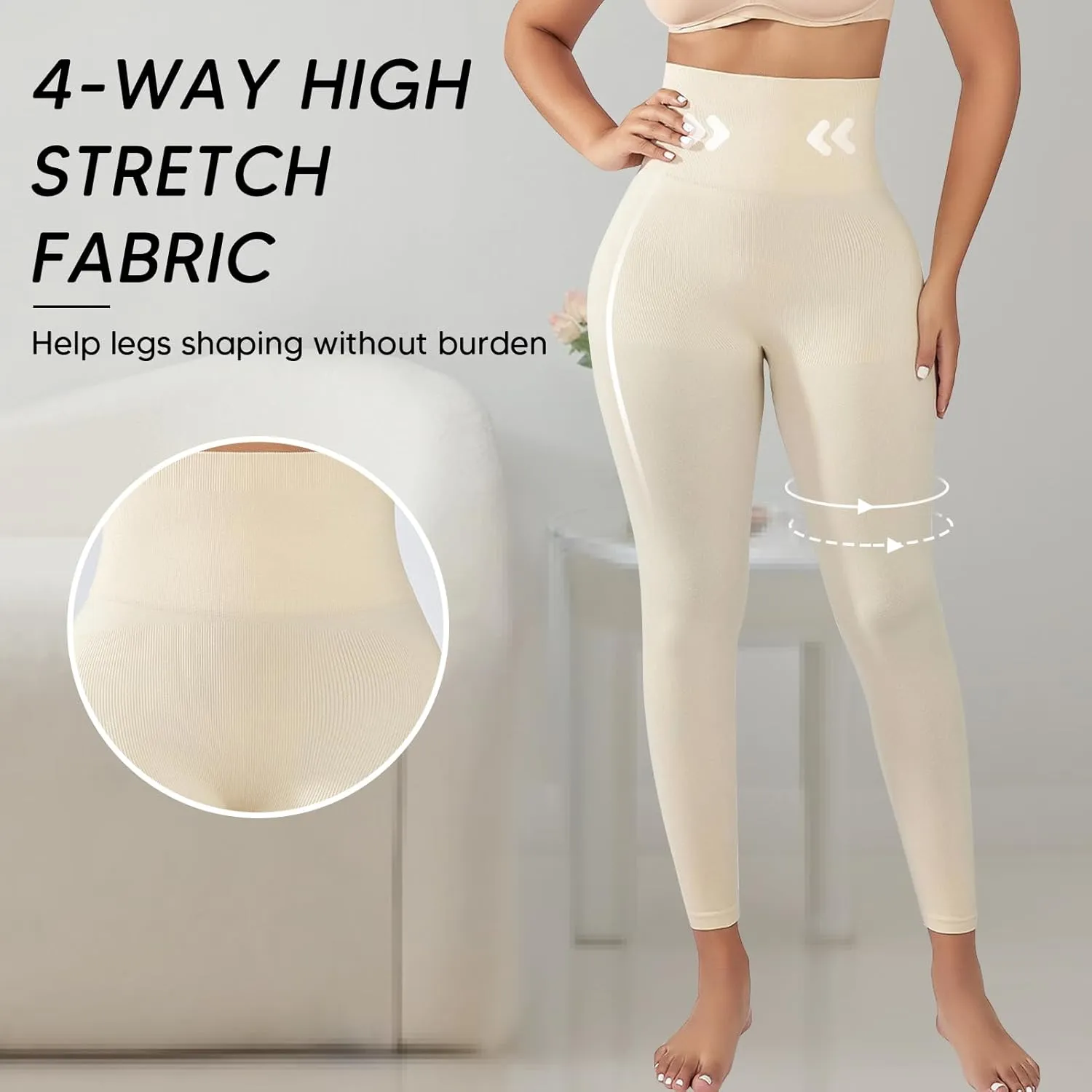 Women's Shapewear Leggings, High Waist Compression Pants, Footless Tights, Tummy Control, Butt Lift Body Shaper
