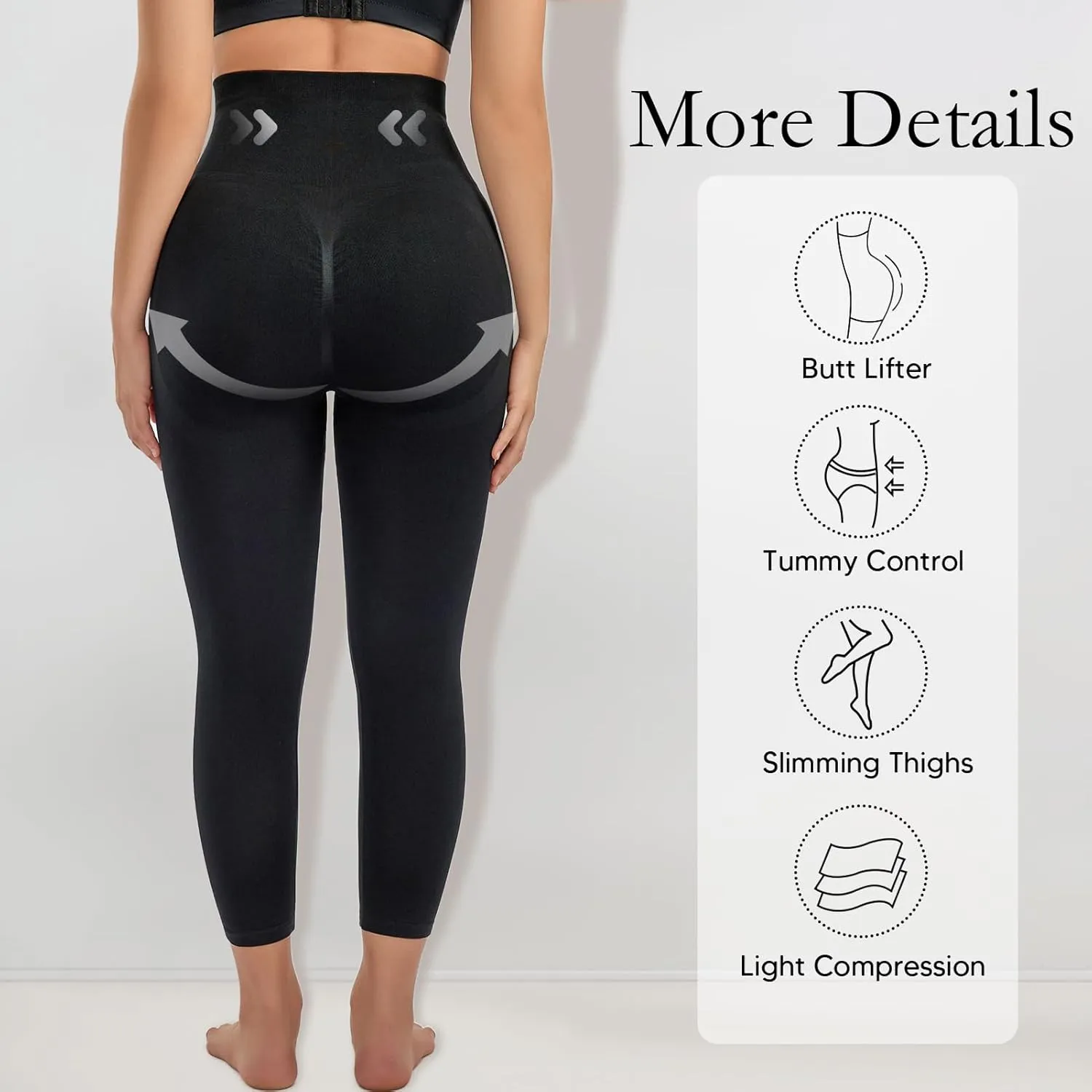 Women's Shapewear Leggings, High Waist Compression Pants, Footless Tights, Tummy Control, Butt Lift Body Shaper