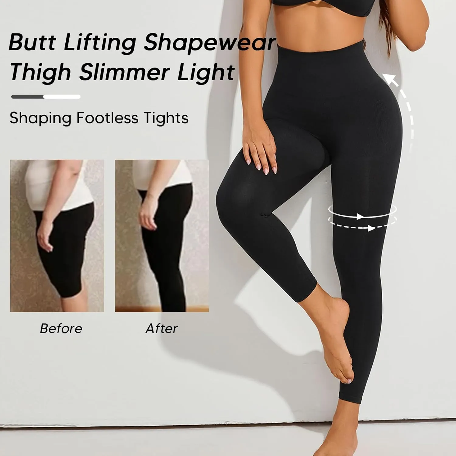 Women's Shapewear Leggings, High Waist Compression Pants, Footless Tights, Tummy Control, Butt Lift Body Shaper