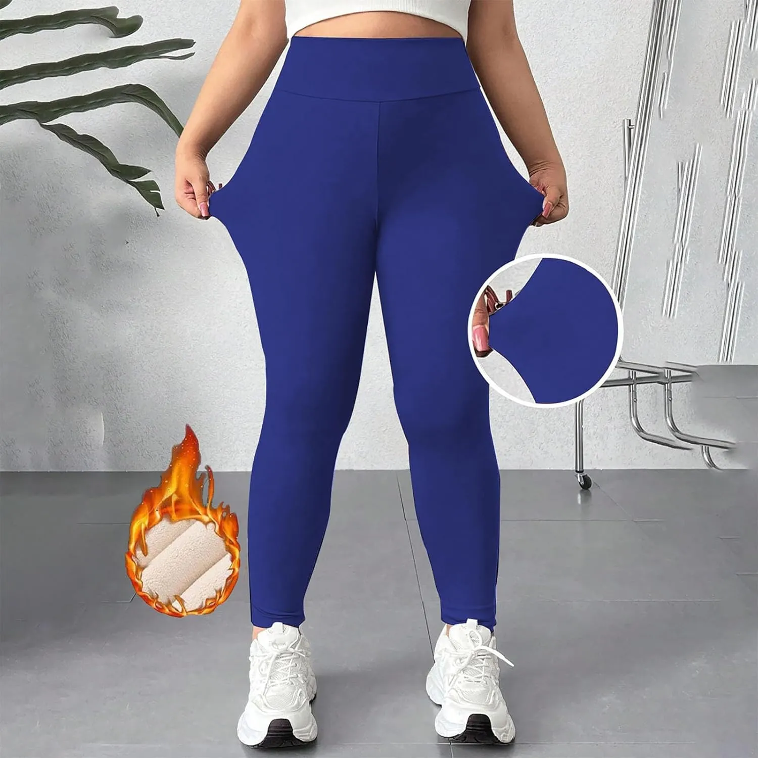 Womens Sherpa Fleece Lined Pants Winter Warm Thick Leggings Stretchy High Waisted Tights Warm Thermal Pants