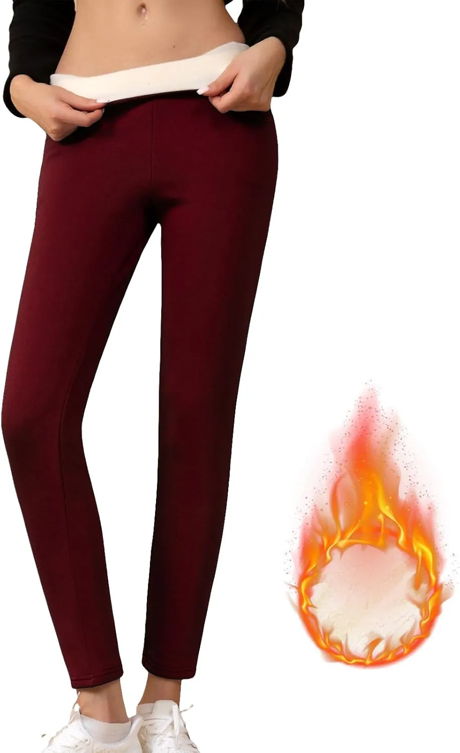 Womens Sherpa Fleece Lined Pants Winter Warm Thick Leggings Stretchy High Waisted Tights Warm Thermal Pants