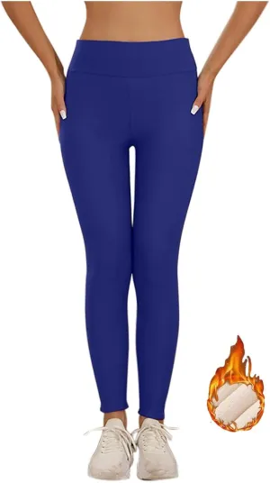 Womens Sherpa Fleece Lined Pants Winter Warm Thick Leggings Stretchy High Waisted Tights Warm Thermal Pants