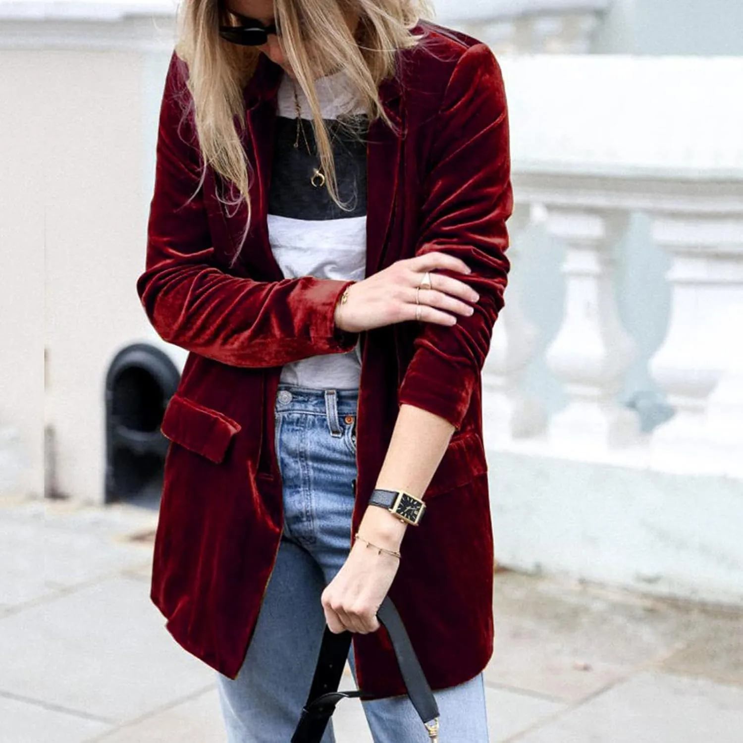 Women's Spring Coat Velvet Loose Elastic Coat Long Outwear Coats Long Casual Coat Business Work Cardigan for Women