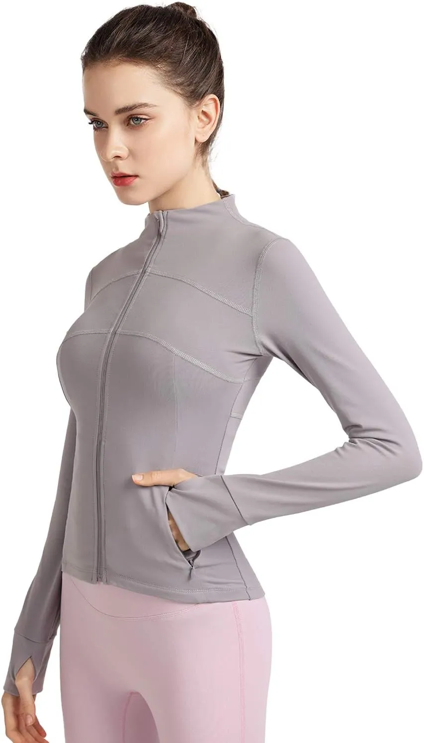 Women's Stretchy Workout Jackets Lightweight Full Zip Running Track Jacket