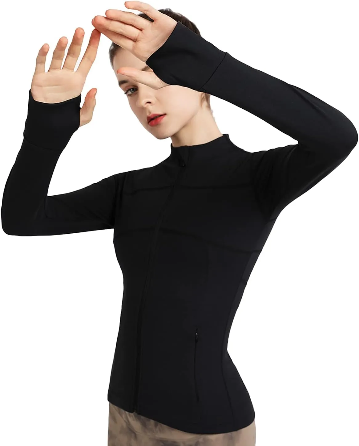 Women's Stretchy Workout Jackets Lightweight Full Zip Running Track Jacket