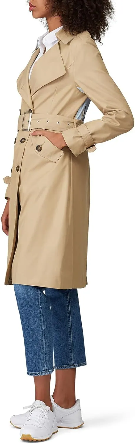 Women's Striped Camel Trench Coat