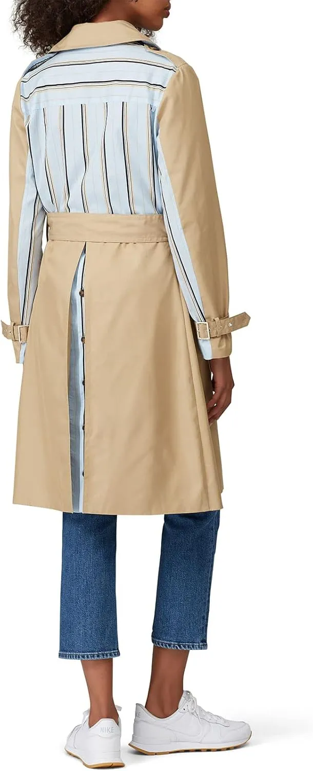 Women's Striped Camel Trench Coat