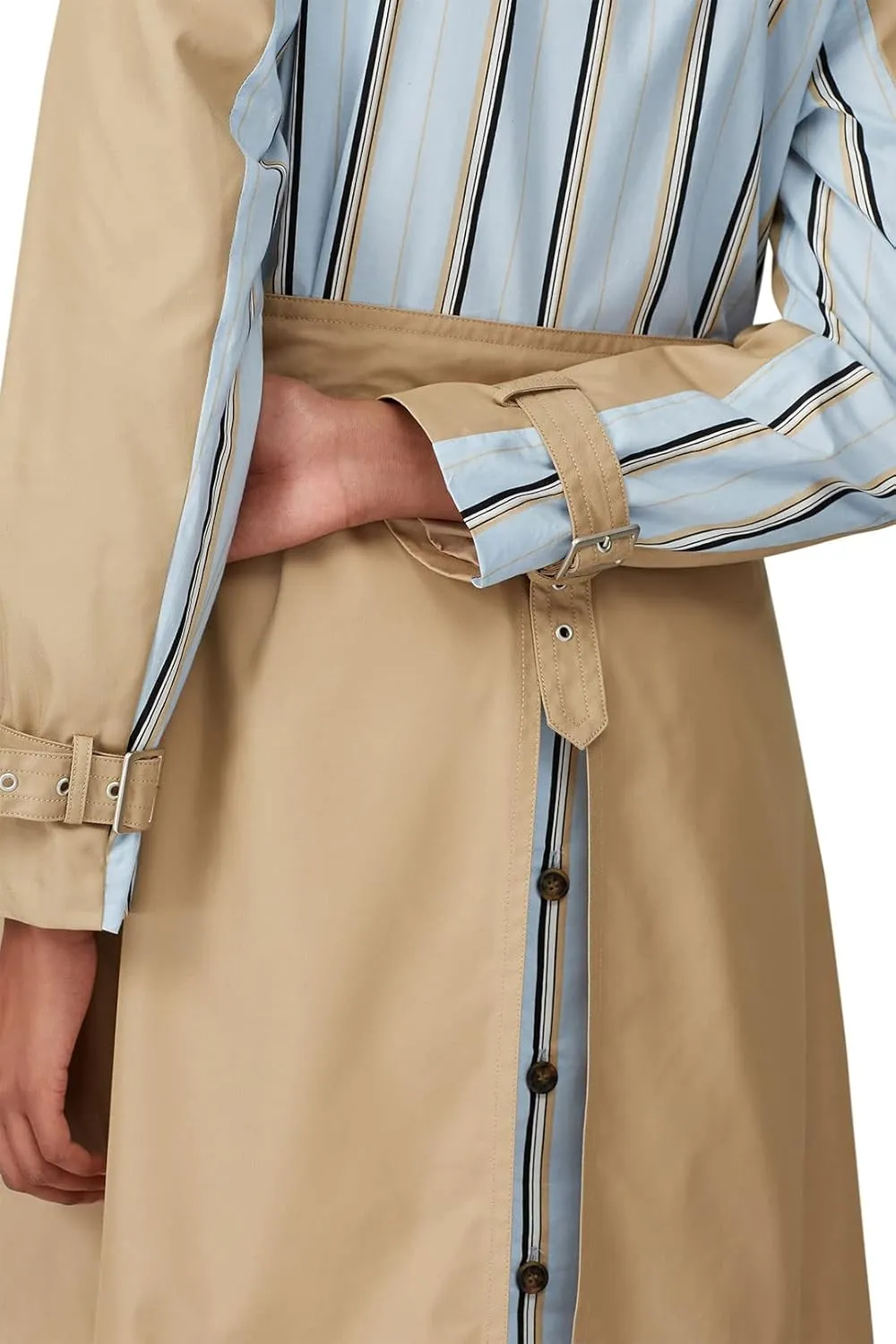 Women's Striped Camel Trench Coat