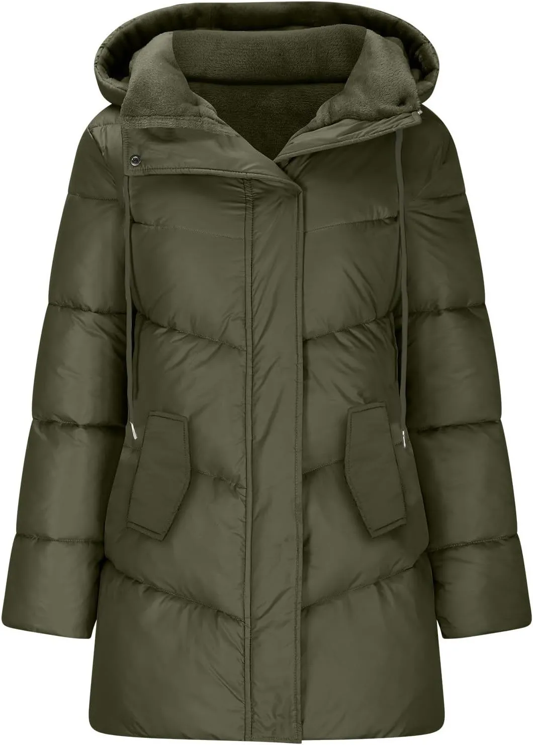 Women's Warm Winter Hooded Coat Down Long Jacket Warm Parka Thicken Puffer Coat with Removable Fur Hood
