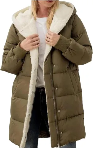 Womens Winter Warm Coats Thickened Sherpa Lined Warm Down Jacket Lightweight Padded Puffer Coat Jacket