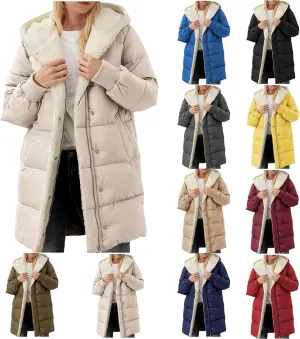 Womens Winter Warm Coats Thickened Sherpa Lined Warm Down Jacket Lightweight Padded Puffer Coat Jacket