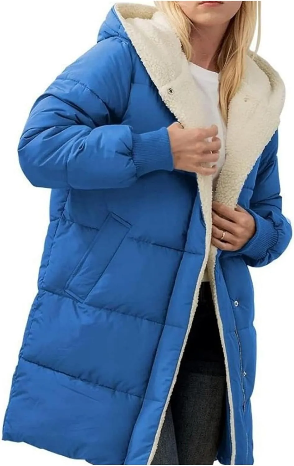 Womens Winter Warm Coats Thickened Sherpa Lined Warm Down Jacket Lightweight Padded Puffer Coat Jacket