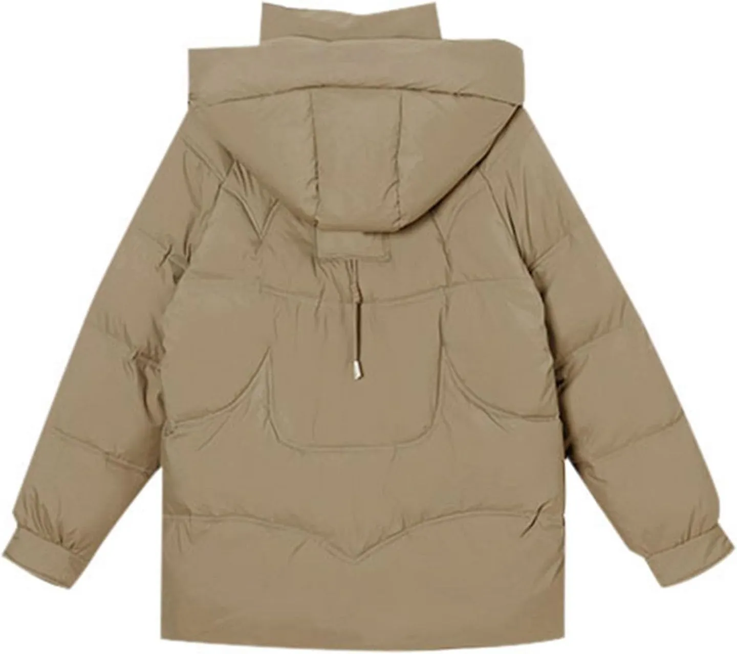 Womens Zipper Hooded Puffer Jacket Long Sleeve Winter Warm Down Coats Warm Clothes Outerwear with Pockets
