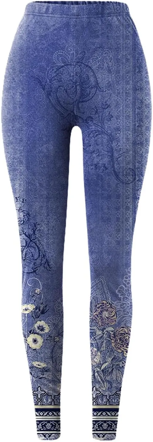 Workout Leggings for Women Seamless Vintage Printed Tights Womens Holiday Legging Yoga Pants Halloween