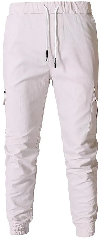 WUAI Mens Hiking Cargo Pants Slim Fit Stretch Outdoors Jogger Sweatpants Casual Elastic Waist Chino Lounge Trousers