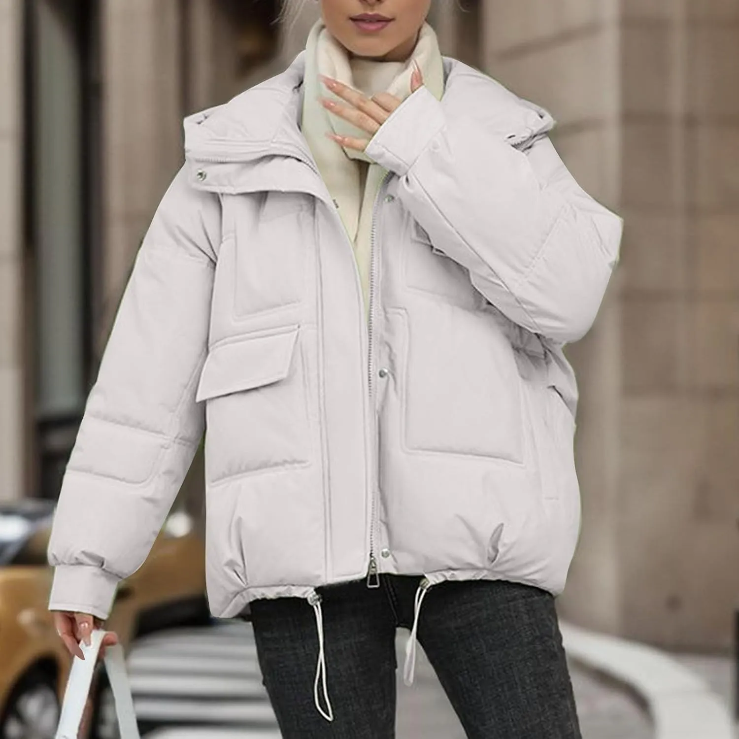 XUNRYAN 2023 Puffer Jackets Womens Quilted Lightweight Winter Warm Down Coat Cropped Jackets Outdoor Overcoat Activewear