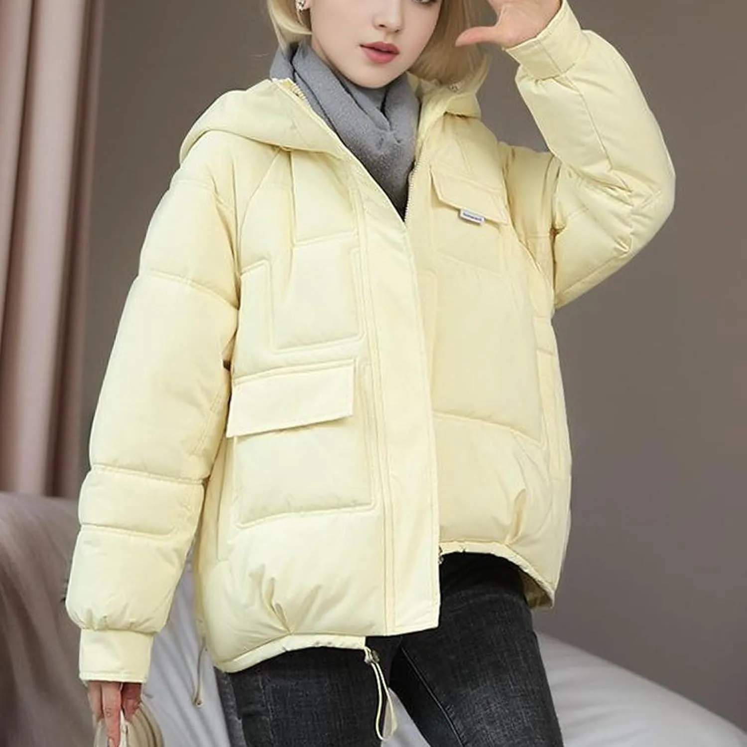XUNRYAN 2023 Puffer Jackets Womens Quilted Lightweight Winter Warm Down Coat Cropped Jackets Outdoor Overcoat Activewear