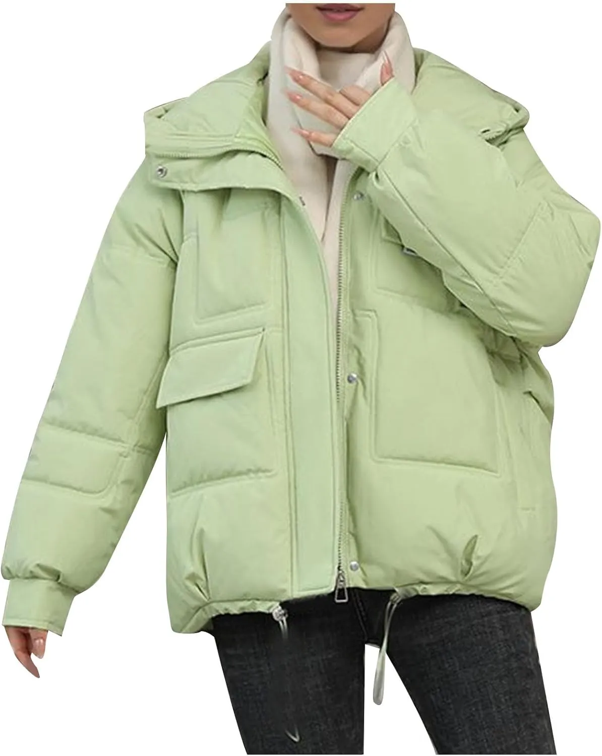 XUNRYAN 2023 Puffer Jackets Womens Quilted Lightweight Winter Warm Down Coat Cropped Jackets Outdoor Overcoat Activewear
