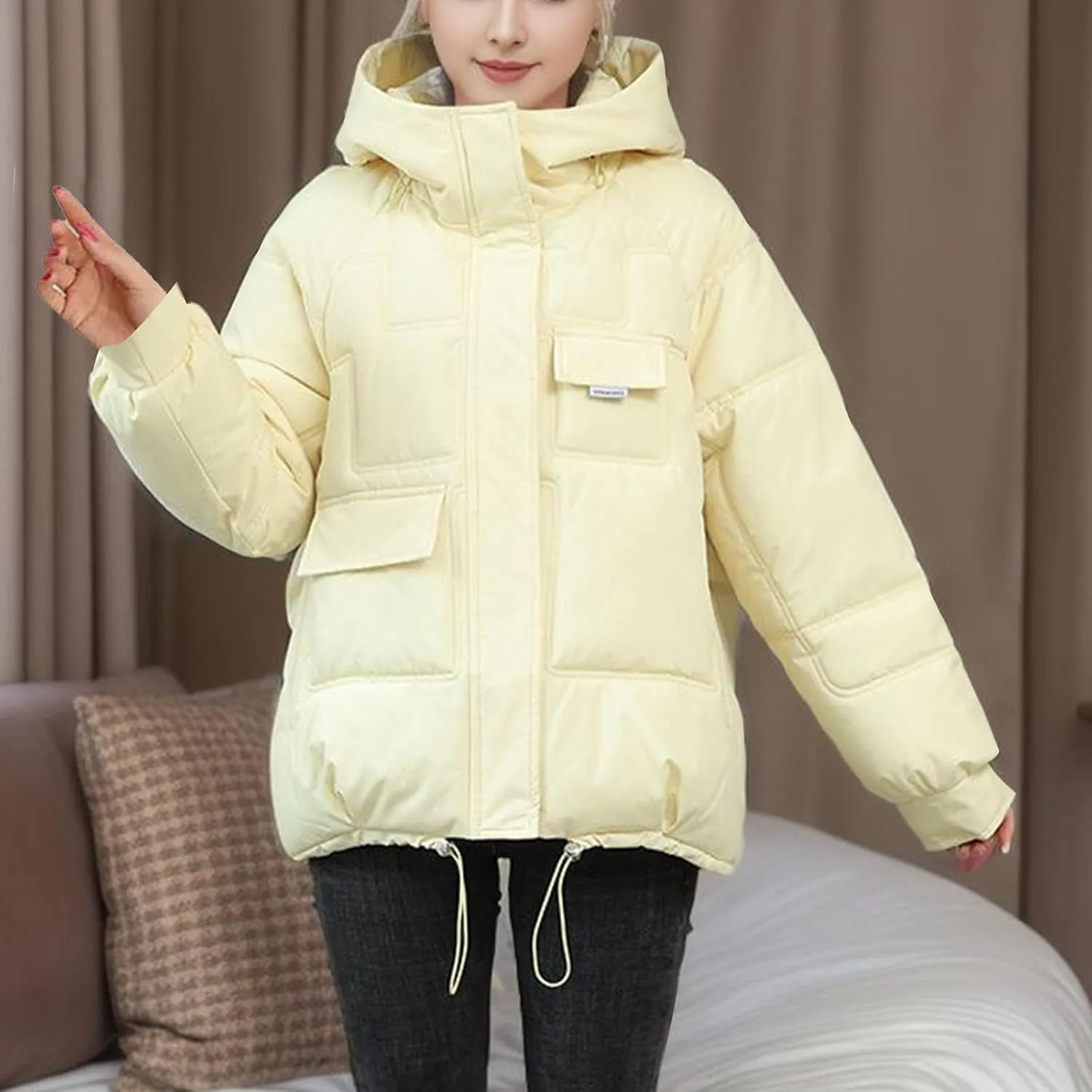 XUNRYAN 2023 Puffer Jackets Womens Quilted Lightweight Winter Warm Down Coat Cropped Jackets Outdoor Overcoat Activewear