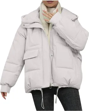 XUNRYAN 2023 Puffer Jackets Womens Quilted Lightweight Winter Warm Down Coat Cropped Jackets Outdoor Overcoat Activewear