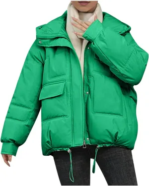 XUNRYAN 2023 Puffer Jackets Womens Quilted Lightweight Winter Warm Down Coat Cropped Jackets Outdoor Overcoat Activewear