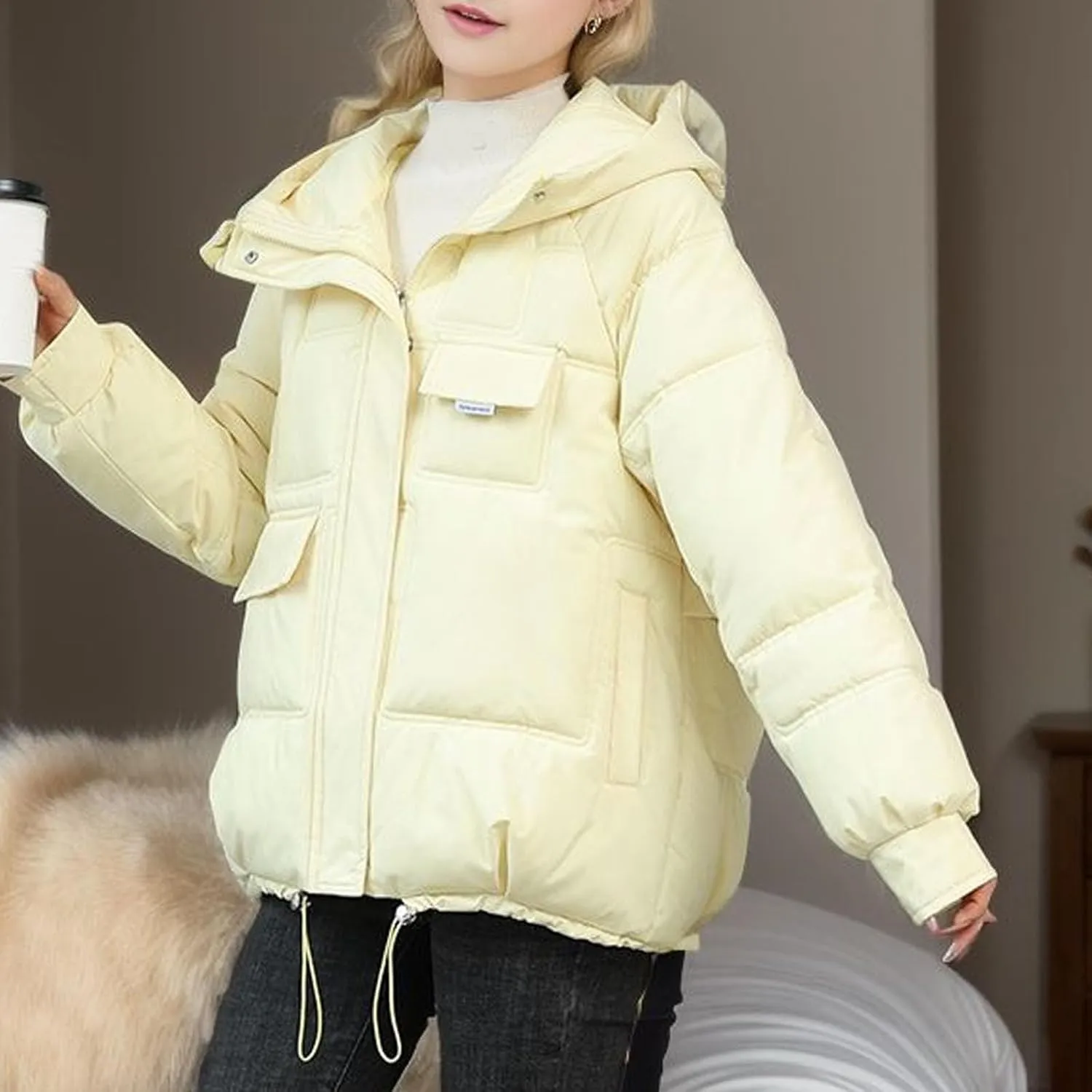 XUNRYAN 2023 Puffer Jackets Womens Quilted Lightweight Winter Warm Down Coat Cropped Jackets Outdoor Overcoat Activewear