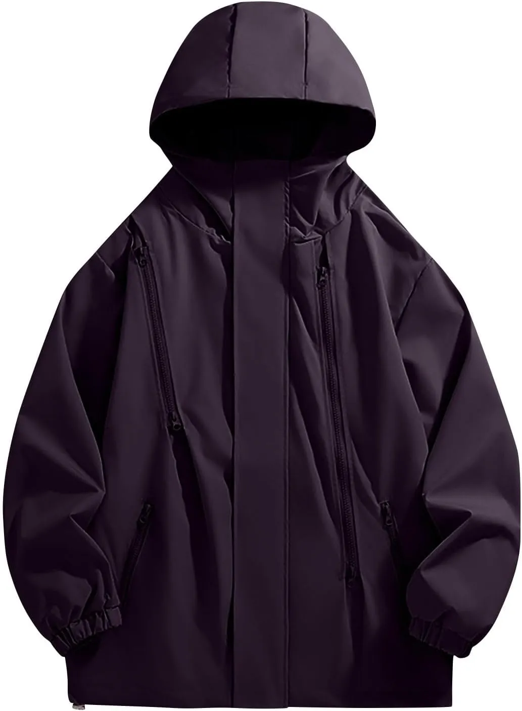 XUNRYAN Mens Lightweight Rain Jacket Water Resistant Windbreaker Raincoat Hooded Coat w Pockets Hiking Fishing Activewear