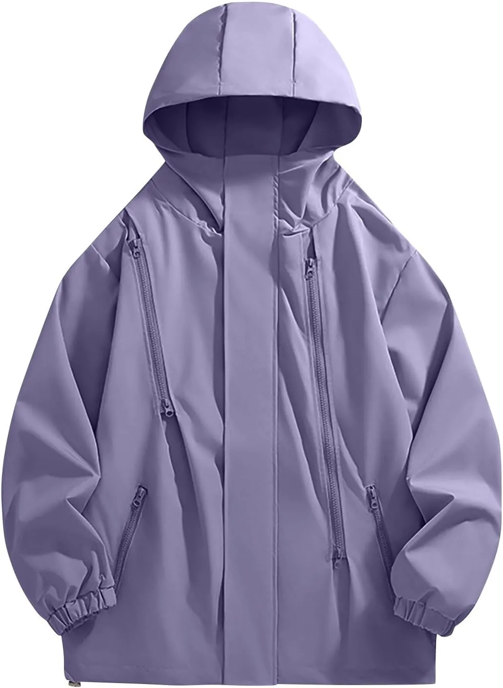XUNRYAN Mens Lightweight Rain Jacket Water Resistant Windbreaker Raincoat Hooded Coat w Pockets Hiking Fishing Activewear