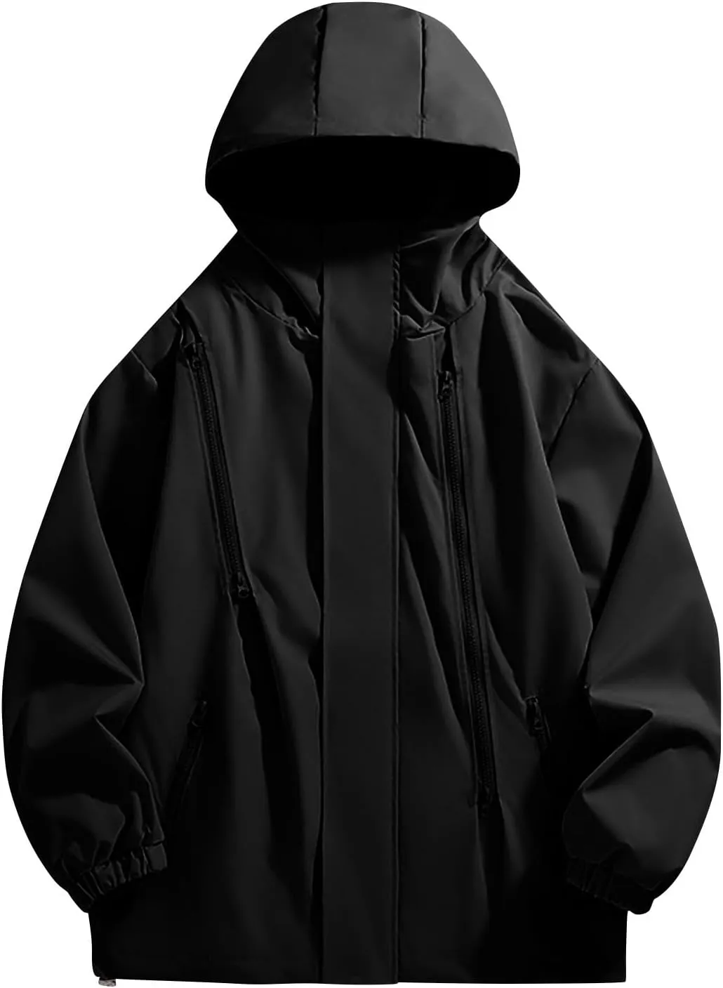 XUNRYAN Mens Lightweight Rain Jacket Water Resistant Windbreaker Raincoat Hooded Coat w Pockets Hiking Fishing Activewear