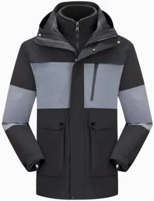 XUNRYAN Mens Womens Waterproof Rain Jacket Lightweight Fleece Lined Outdoor Raincoat Hooded Ski Snowboard Jacket Activewear