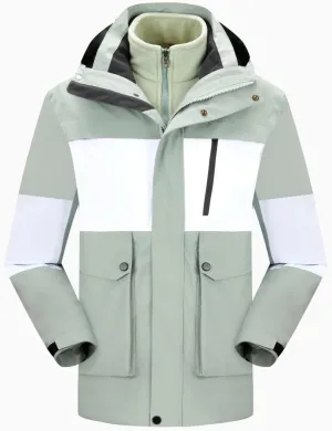XUNRYAN Mens Womens Waterproof Rain Jacket Lightweight Fleece Lined Outdoor Raincoat Hooded Ski Snowboard Jacket Activewear